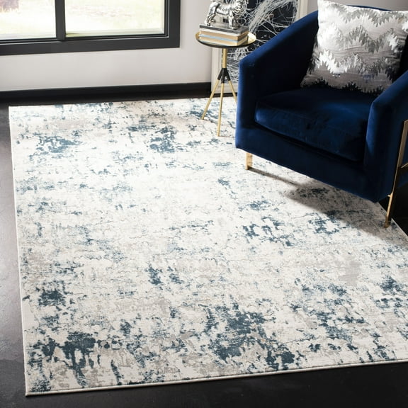 Safavieh Vogue Minica Modern Abstract Rug Beige/Turquoise 4' x 6' Latex Free 4' x 6' Indoor Living Room, Bedroom, Dining Room Blue Rectangle