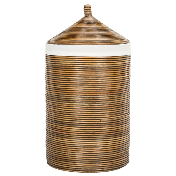 Safavieh 1 Bin Storage Hamper with Liner & Lid, Honey Dark Brown