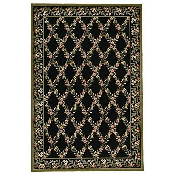 Safavieh Wilton Collection WIL321A Hand-Hooked Black and Green Wool Area Rug, 7 feet 9 inches by 9 feet 9 inches (7'9"