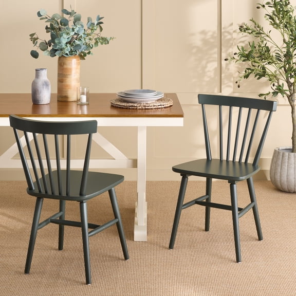 Safavieh Winona Traditional Wood Dining Side Chairs, Garden Green (Set of 2)