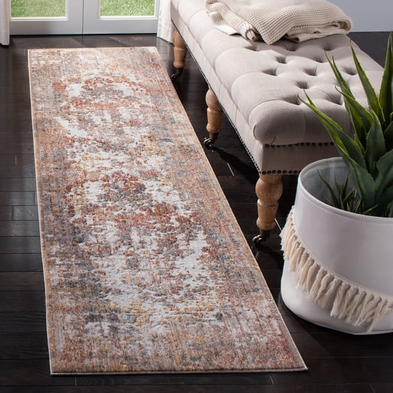 Safavieh Winston Karena Abstract Overdyed Polyester Runner Rug, Grey/Rust, 2'2" x 10'