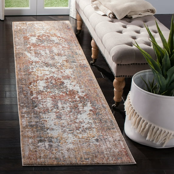 Safavieh Winston Karena Abstract Overdyed Polyester Runner Rug, Grey/Rust, 2'2" x 8'