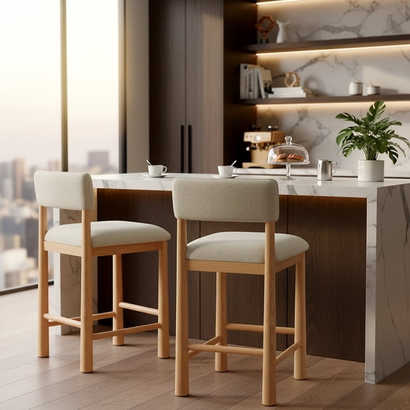 Safavieh Couture Wrenley Square Mid Back Counter Stool, Taupe/Natural