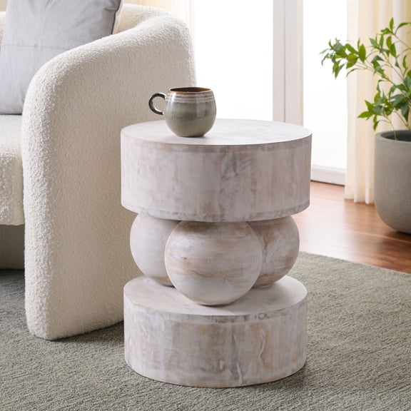 Safavieh Xavier Modern Wood Round End Table, White Wash
