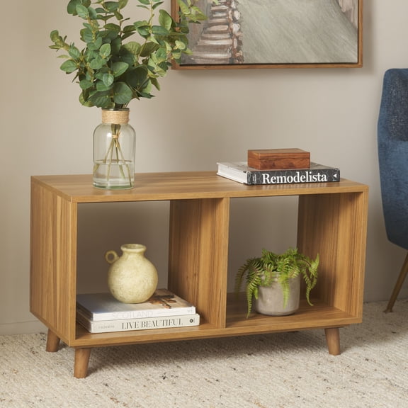 Safavieh Yona Traditional Wood Horizontal 2 Shelf End Table, Brown Oak