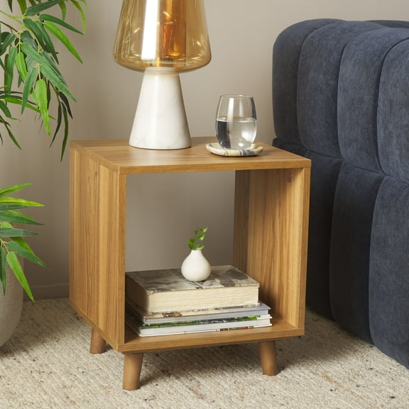 Safavieh Yona Traditional Wood Open Shelf End Table, Brown Oak