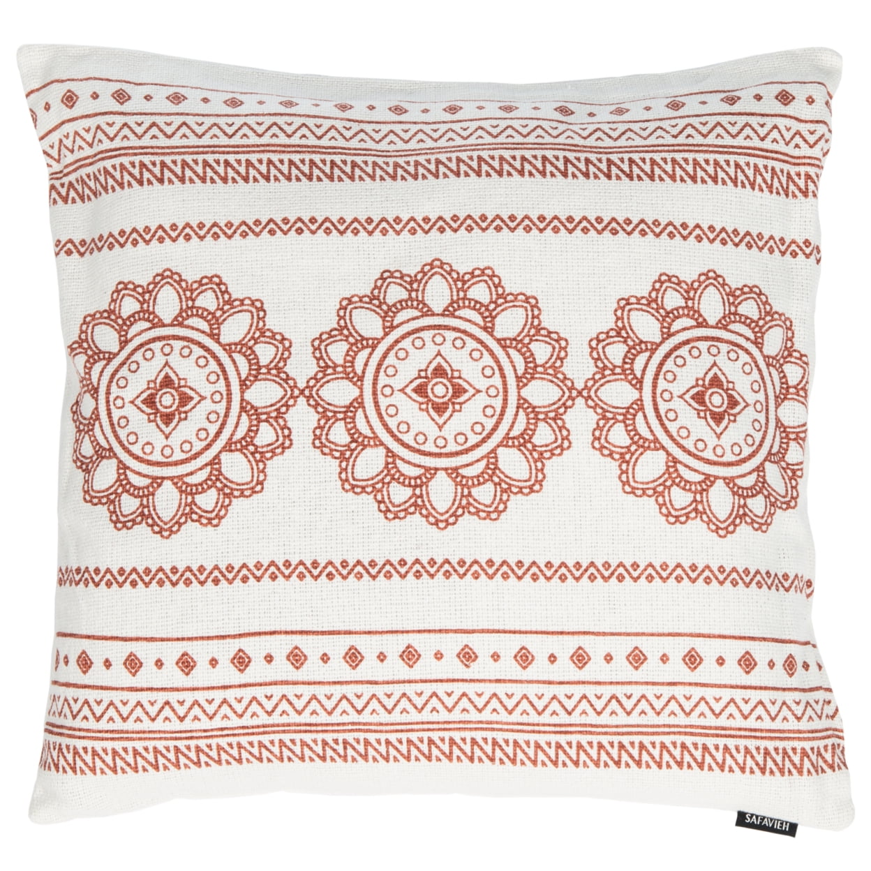 Zarra White Cotton Bohemian Geometric Floral Throw Pillow