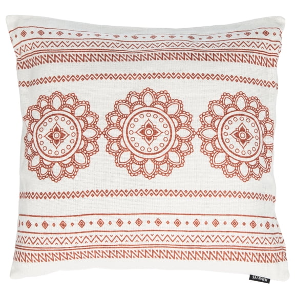 Safavieh Zarra Floral Medallion Decorative Pillow, 20" x 20", Off-Wht