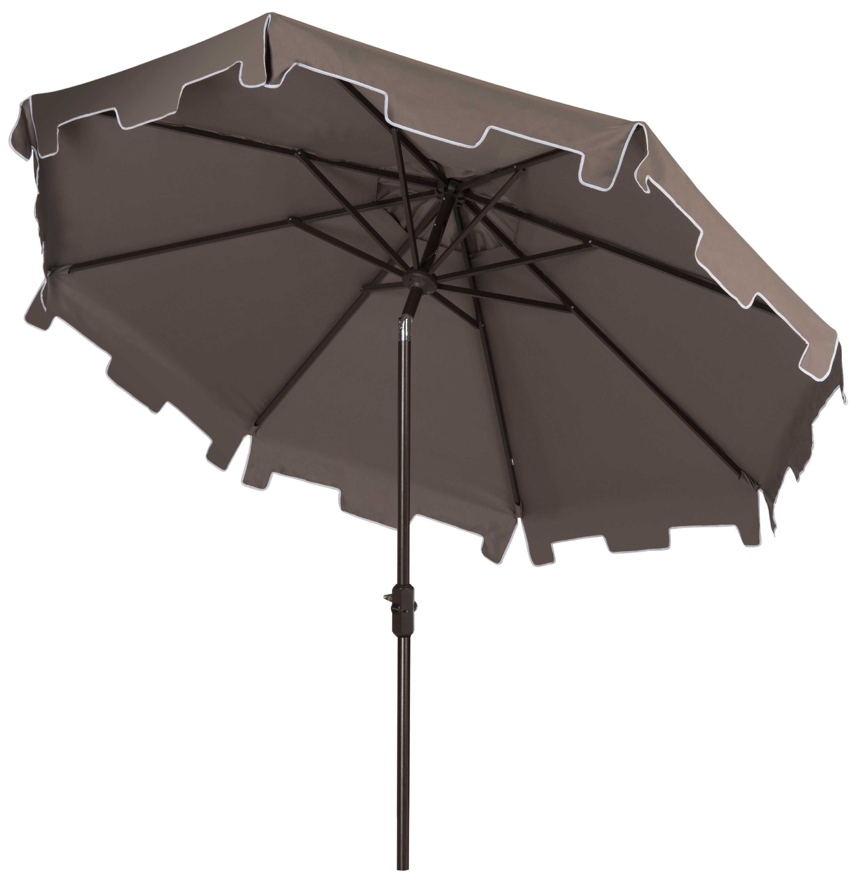 Zimmerman 9 Ft Gray Polyester Market Umbrella with White Trim