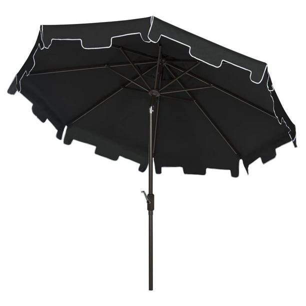 SAFAVIEH Outdoor Collection Zimmerman 9Foot Tilt Umbrella & Flap Black