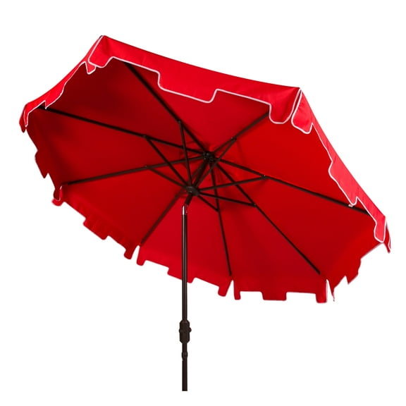 Safavieh Zimmerman 9' Market Crank UV Resistant Umbrella, Red/White