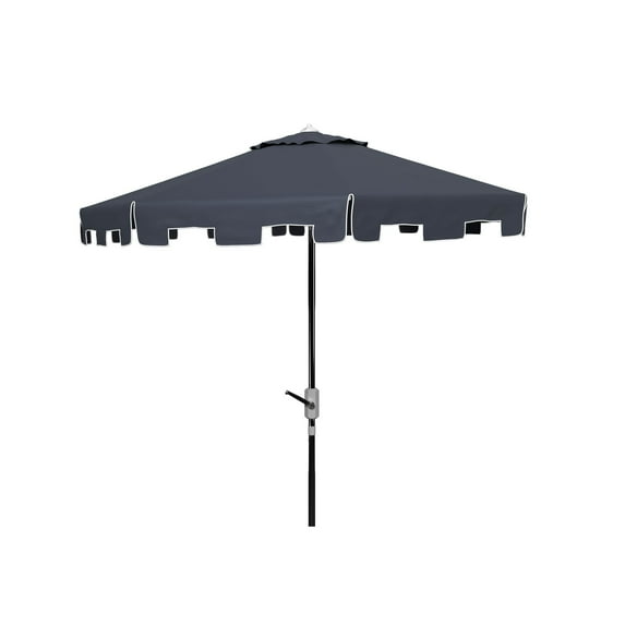 Safavieh Zimmerman 9ft UV-Resistant Metal Push Button Tilt Umbrella in Navy