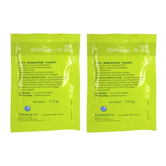 Safbrew S-33 Ale Yeast, 11.5g - 2-Pack