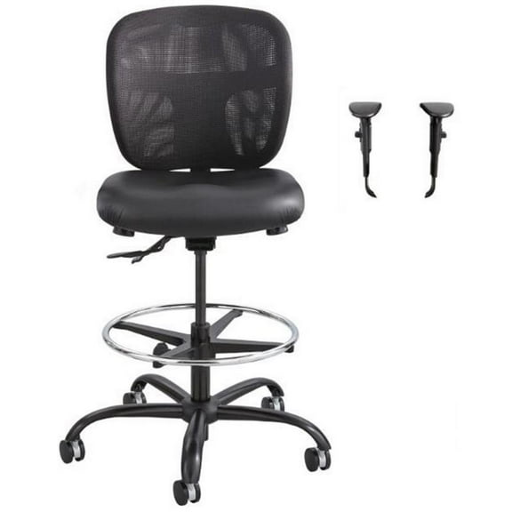 Safco 1 Heavy Duty Stool with Alday Arm Set in Black