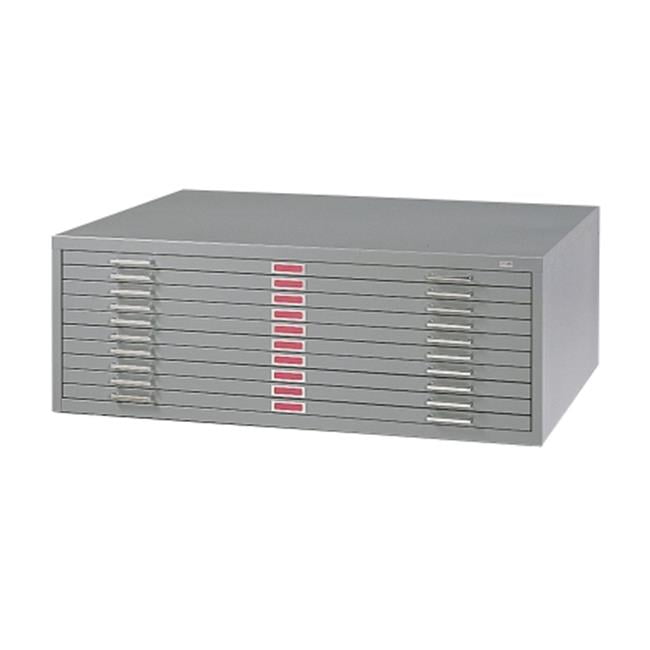 Gray Steel 10-Drawer Lockable Flat File Cabinet