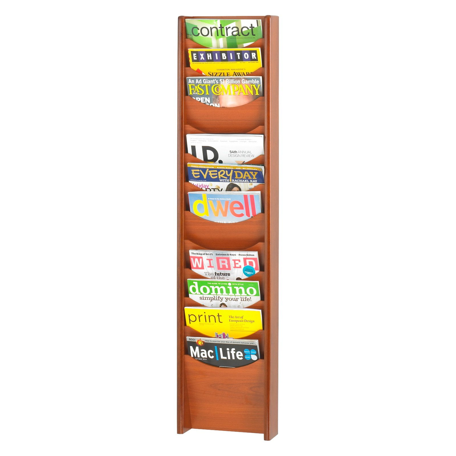 Safco 12-Pocket Wood Magazine Rack in Cherry - Walmart.com