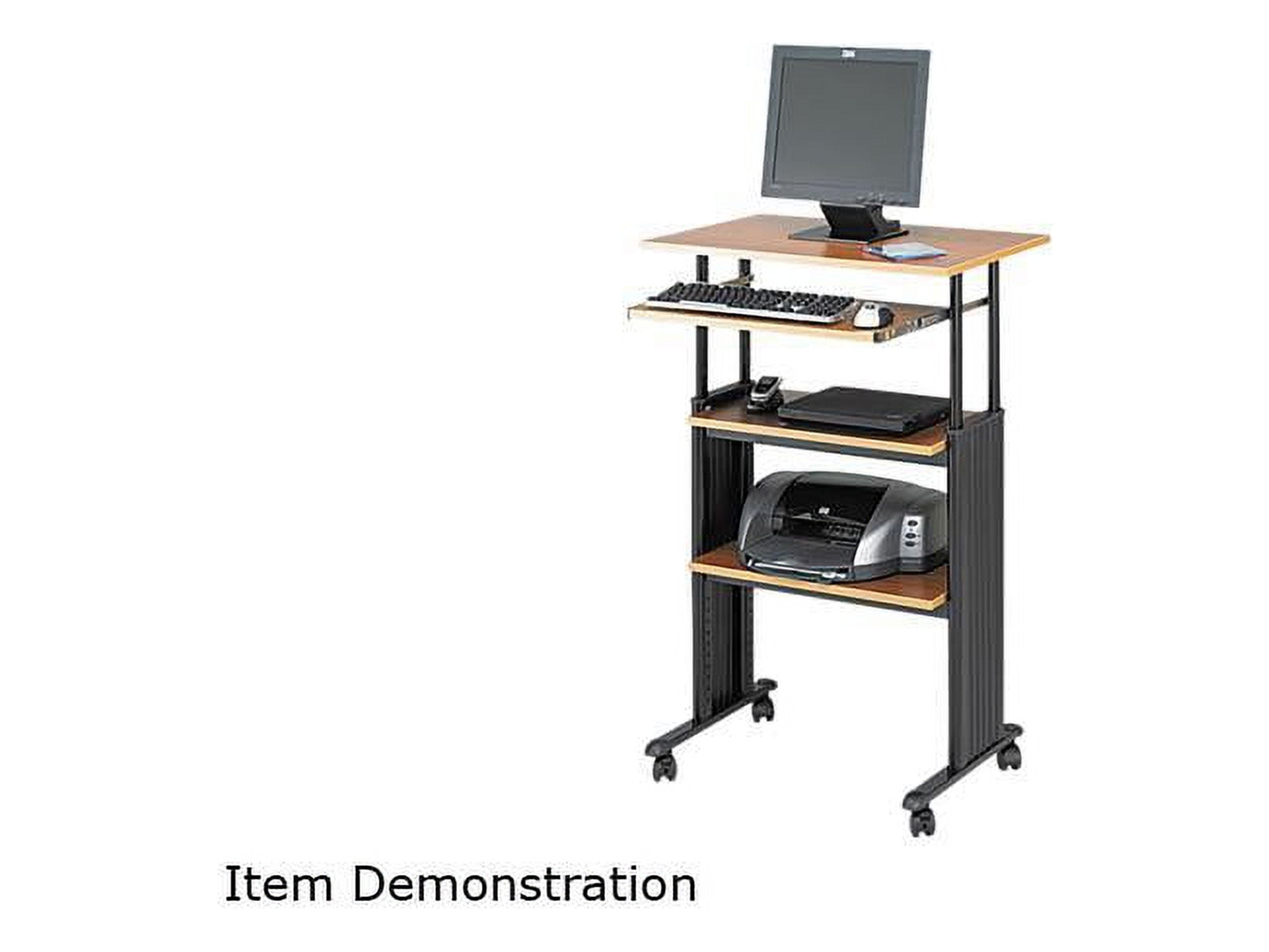 Medium Oak Adjustable Height Stand-Up Desk with Keyboard Tray