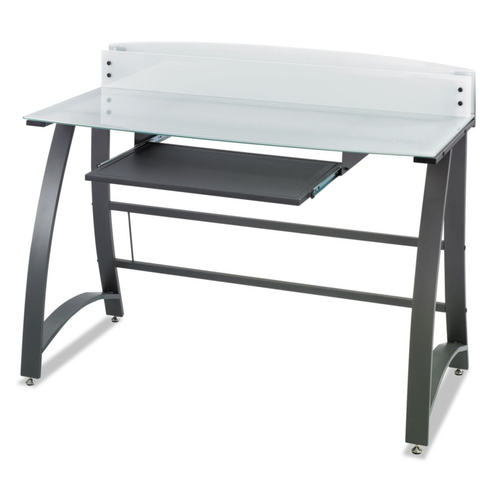 Black Tempered Glass and Steel Computer Workstation