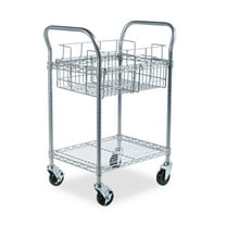 Safco 5235GR 26.75 in. x 18.75 in. x 38.5 in. 1 Shelf 1 Bin Dual-Purpose Wire Mail and Filing Cart - Metallic Gray