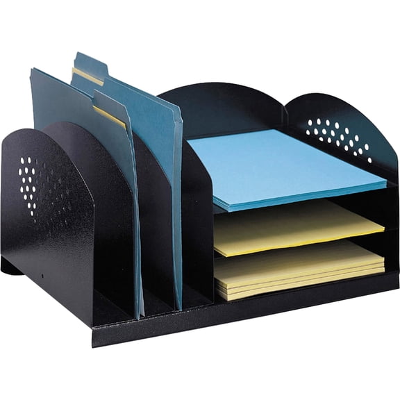 Safco, 3 & 3 Combination Rack Desktop Organizers, 1 Each, Black