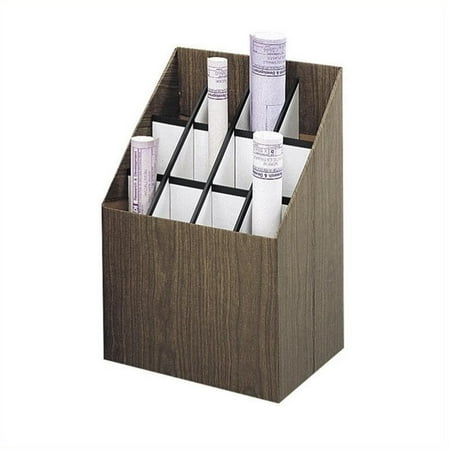 Safco 12 Compartment Upright Corrugate Fiberboard Roll Files in Walnut