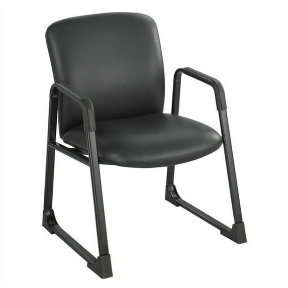 Safco Uber Big and Tall Guest Chair in Black Vinyl with Sled Base