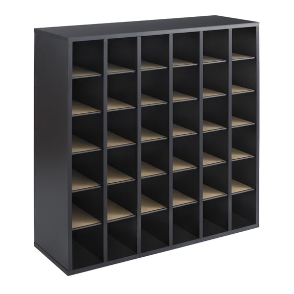 Wood 36Compartment Mail Sorter, Black