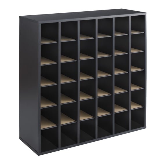 Wood 36Compartment Mail Sorter, Black