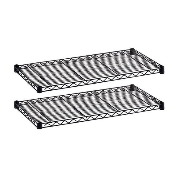 Safco Industrial Wire Extra Shelve - 36" x 18" x 1.5" - 2 x Shelf(ves) - 1000 lb Load Capacity - Leveling Glide - Black - Powder Coated - Steel - Assembly Required