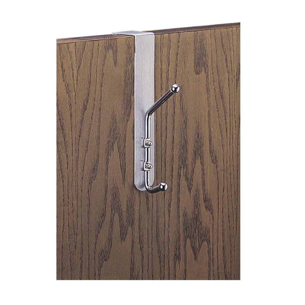 Satin Aluminum and Chrome Over-the-Door Double Hook