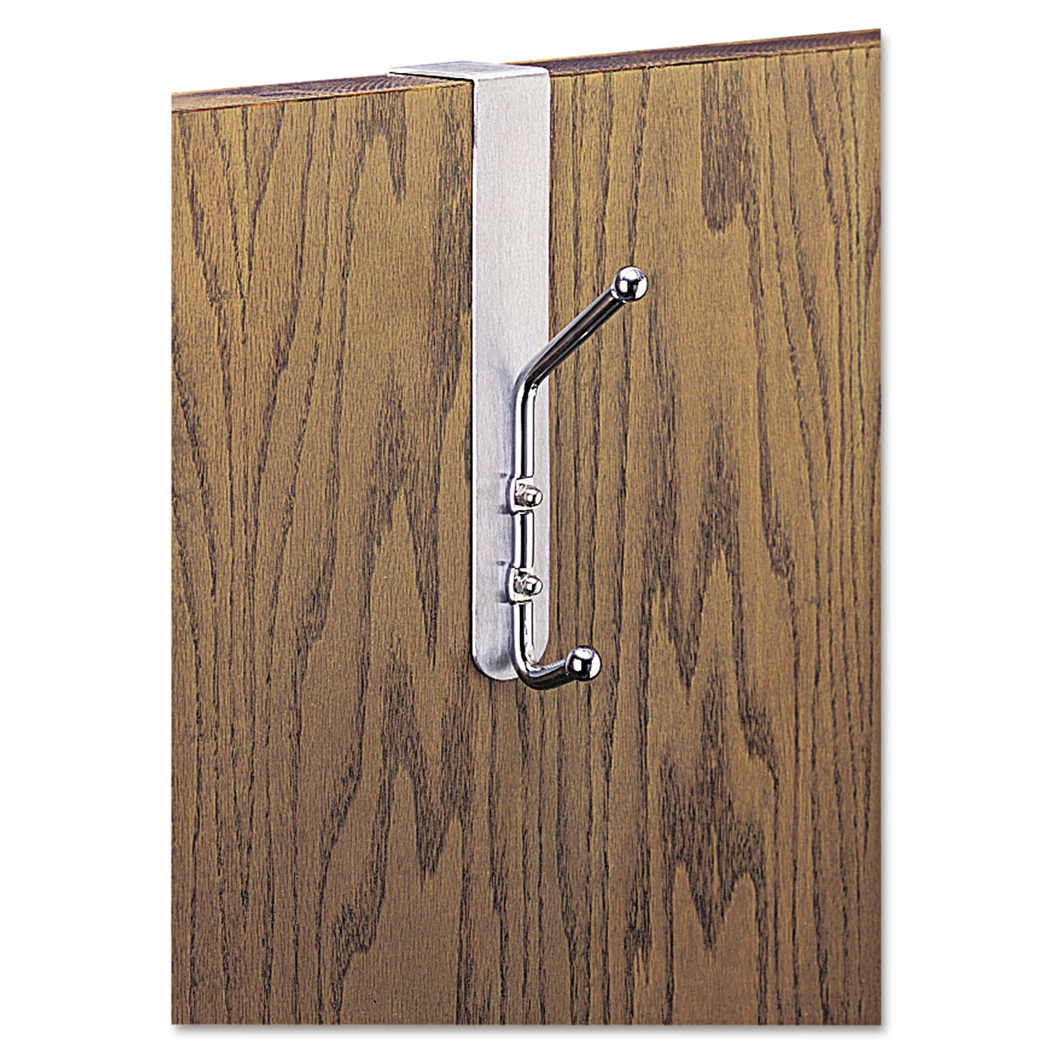 Satin Aluminum and Chrome Over-the-Door Double Hook