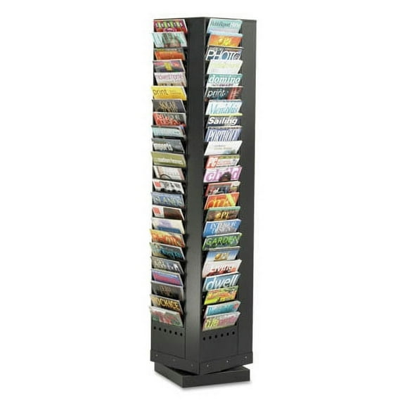 Safco Modern Engineered Wood Magazine Rack with 92 Pockets in Black