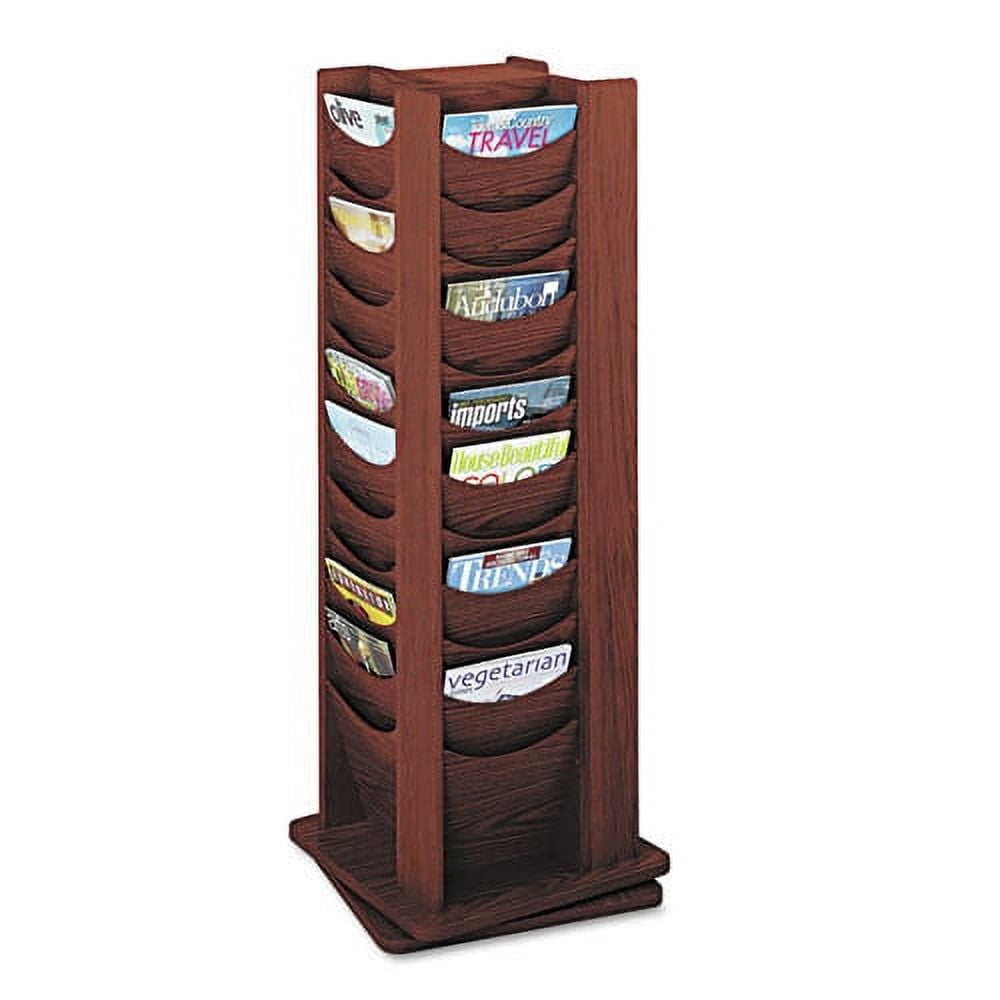 Safco® 48-Pocket Solid Wood Rotating Literature Display, Mahogany ...