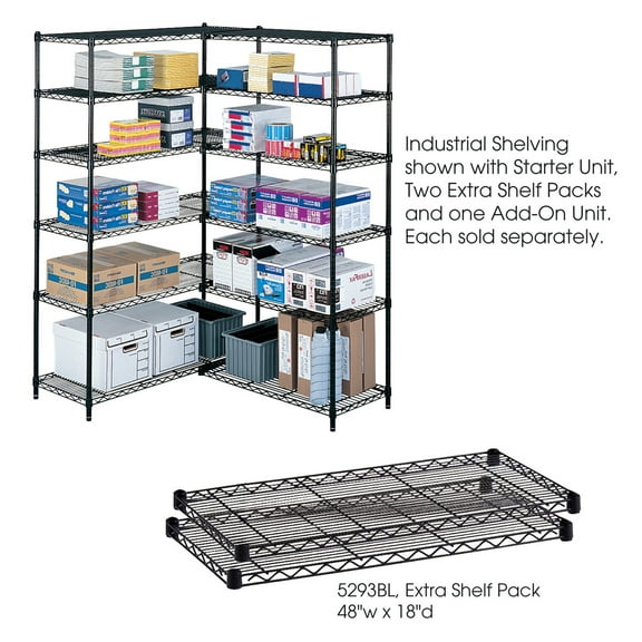 Safco 48"x18" Industrial Extra Shelf Pack in Black