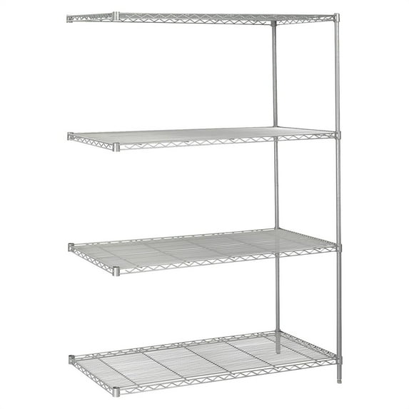 Safco 5295GR Add-On Kit - 48.0" x 24.0" x 72.0" - 4 x Shelf(ves) - Metallic Gray