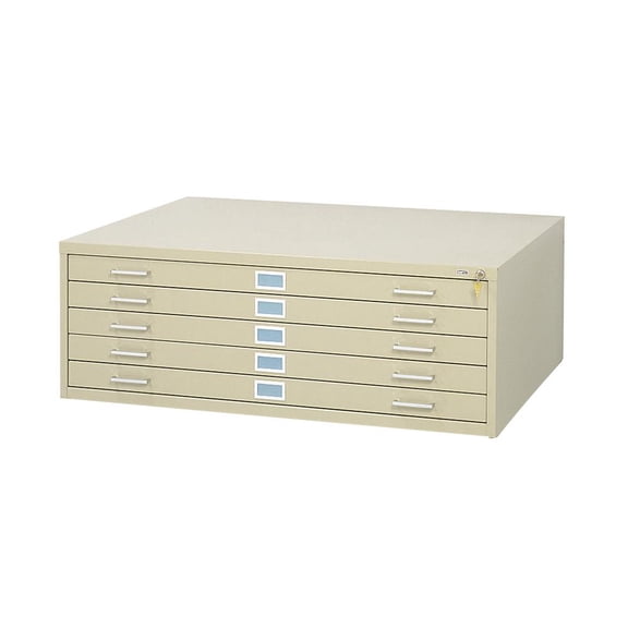 Safco 5 Drawer Metal Flat Files Cabinet for 30" x 42" Documents in Tropic Sand