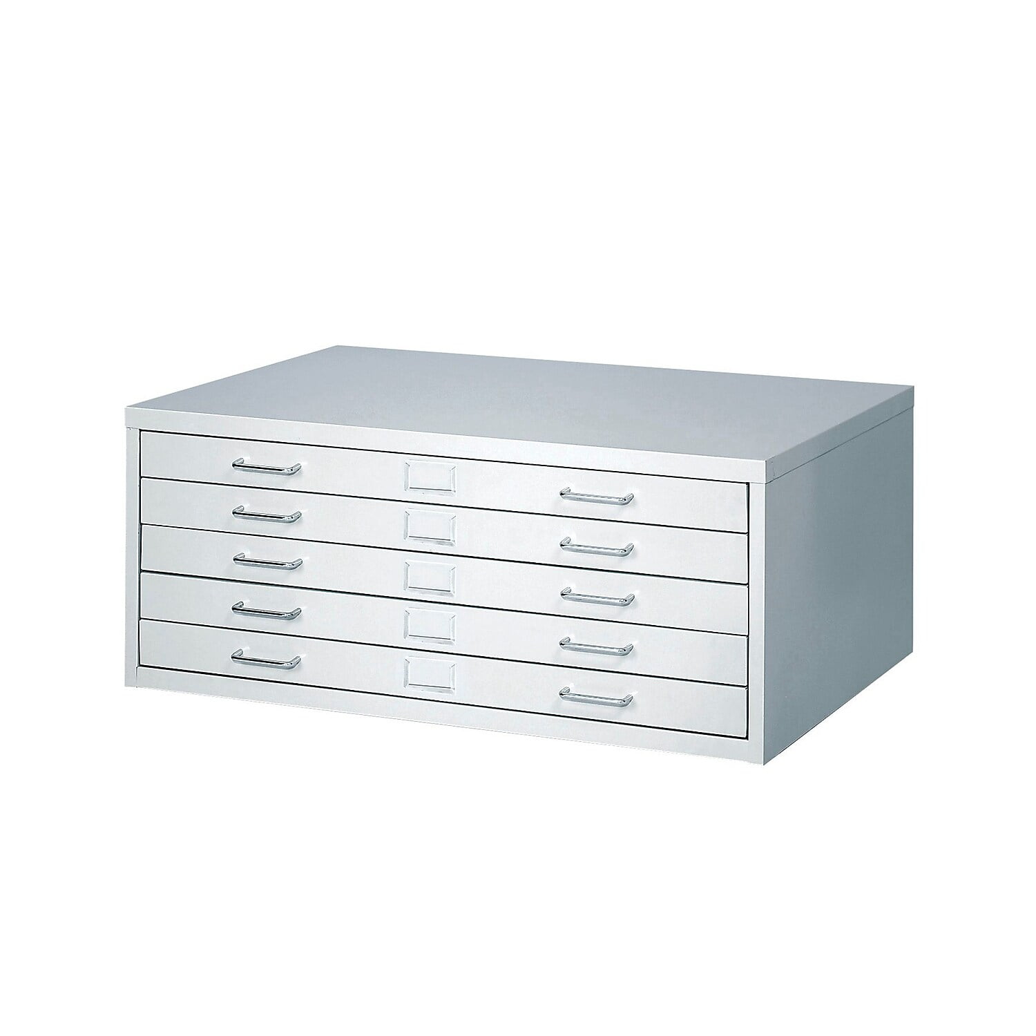 Facil 5-Drawer White Steel Flat File Cabinet, Small