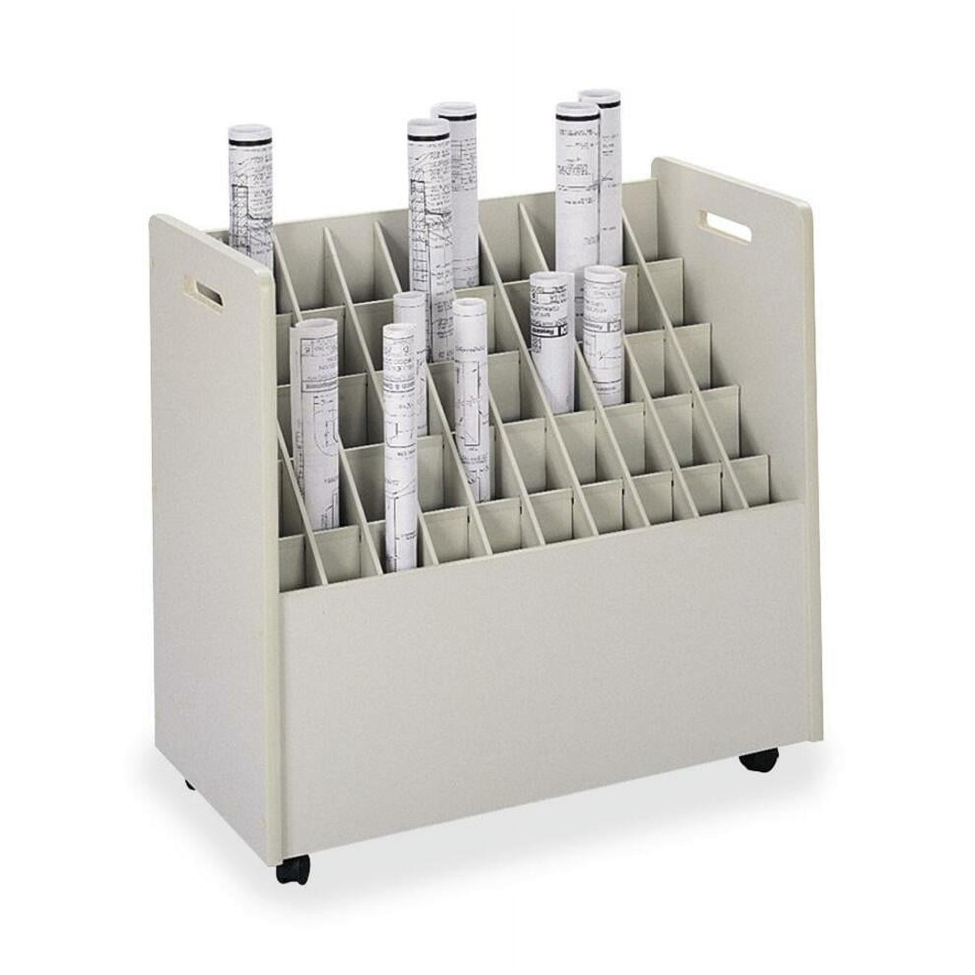 Putty Textured Mobile Sorter with Laminated Particle Board and Swivel Wheels