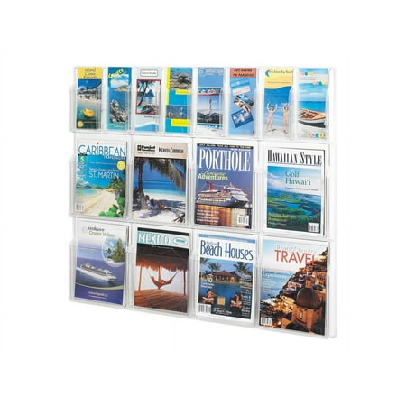 Safco 5611CL Clear Reveal 8 Magazine and 8 Pamphlet Display