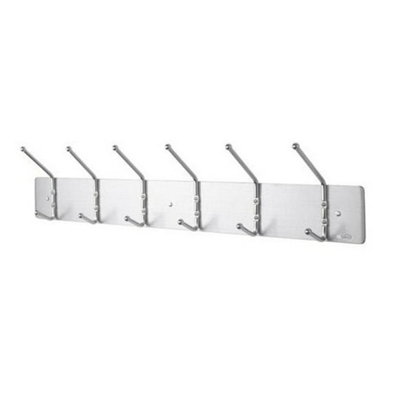 Safco® 6-Hook Coat Rack, 7"H x 36"W x 3-3/4"D, Satin