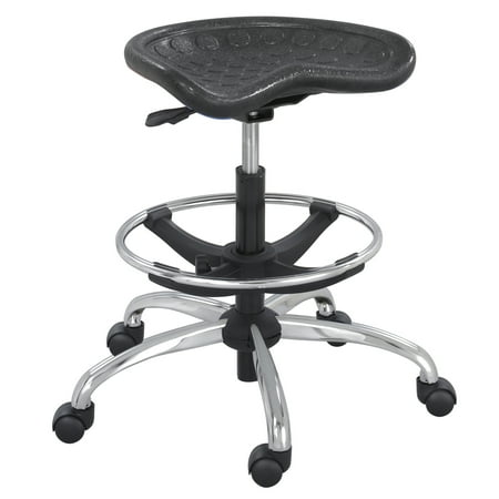 Safco Sit-Star Black Drafting Chair with Chrome Base