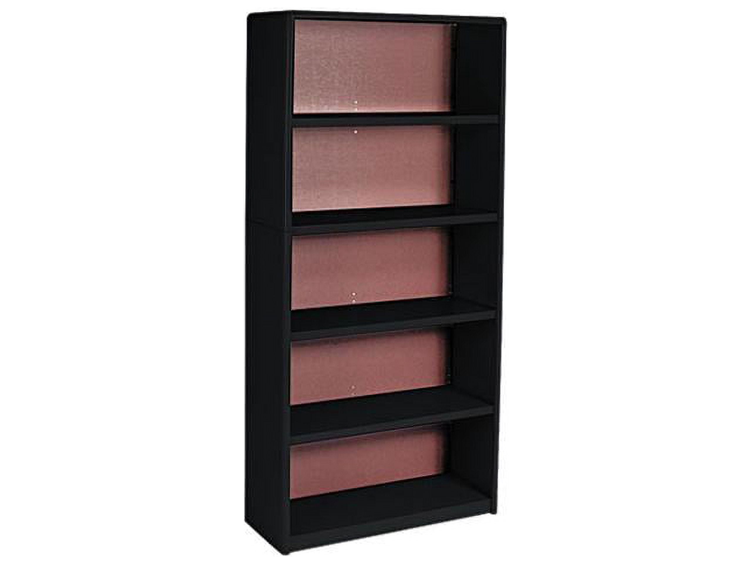 Adjustable Black Steel 5-Shelf Floor Bookcase