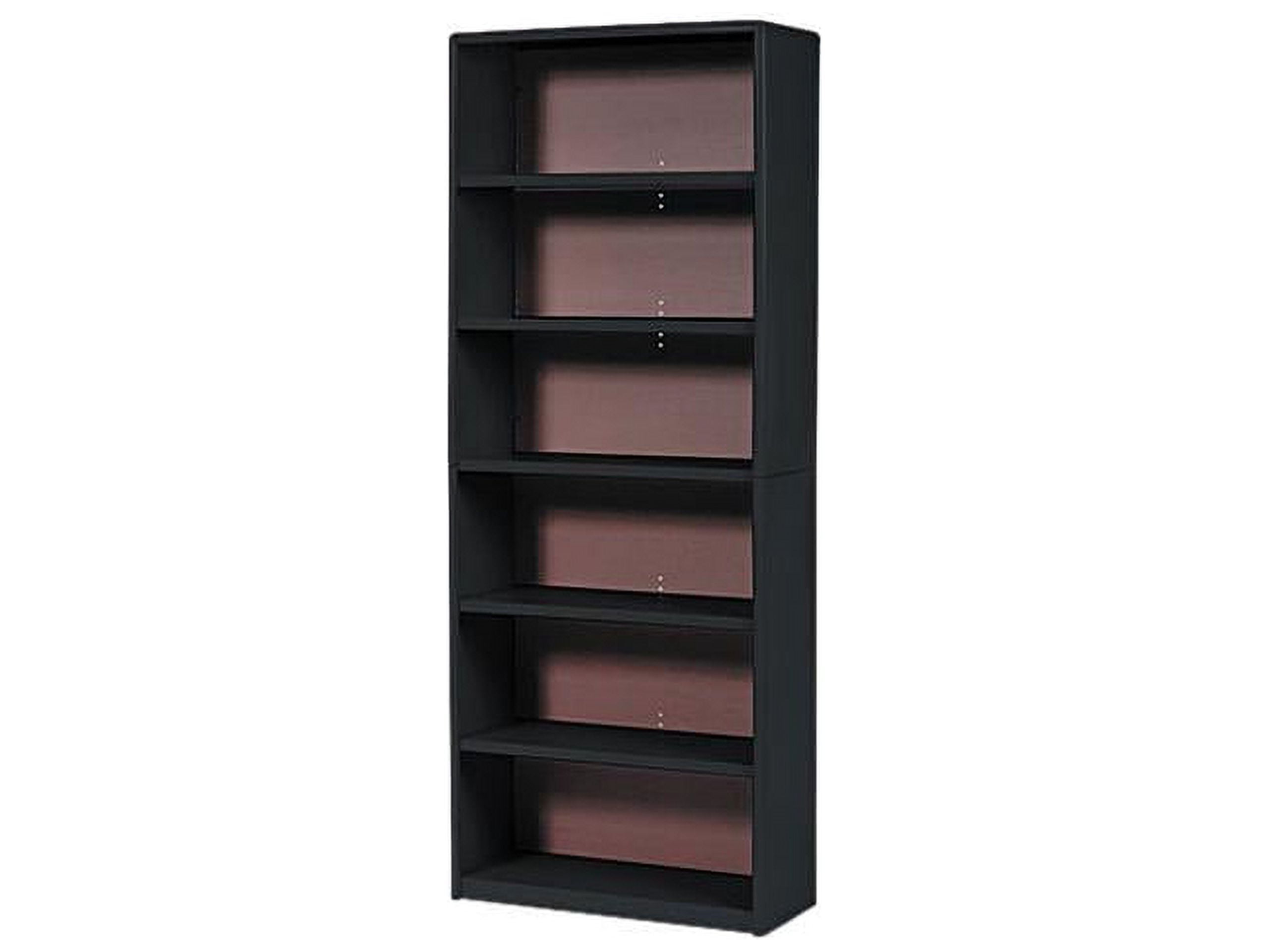Adjustable Black Powder Coat Steel 6-Shelf Floor Bookcase