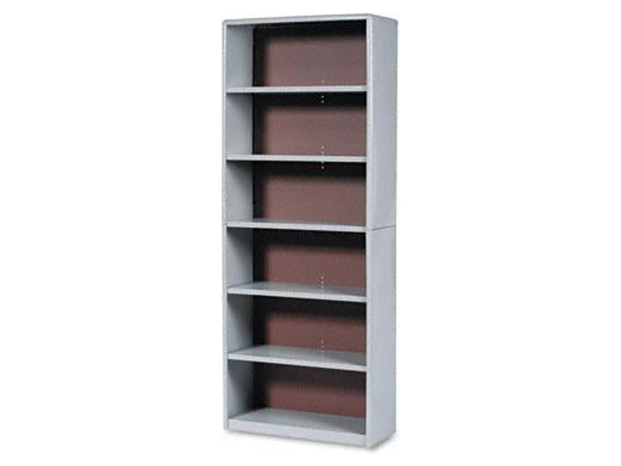Gray Adjustable Steel 6-Shelf Floor-Standing Bookcase