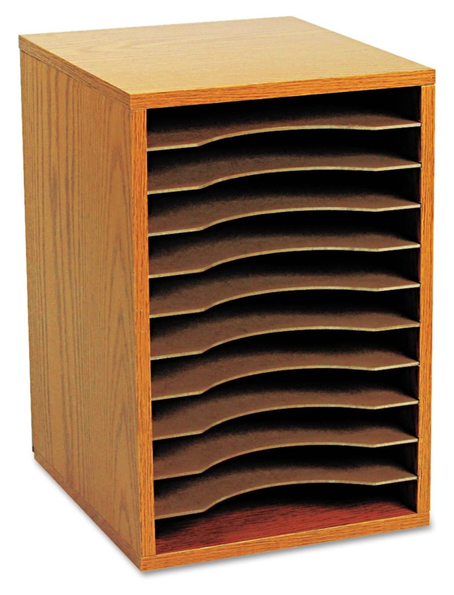 Oak Vertical Desktop Organizer with 11 Compartments
