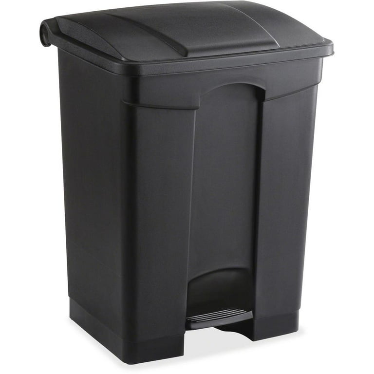 Large Capacity Plastic Step-On Receptacle, 17 gal, Plastic, Black Large Capacity Plastic Step-On Receptacle, 17 gal, Plastic, Black