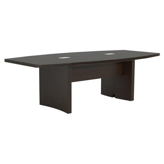 Safco Aberdeen 8' Boat Shaped Conference Table with Slab Base in Mocha