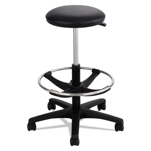 Adjustable Black Vinyl Backless Swivel Drafting Stool