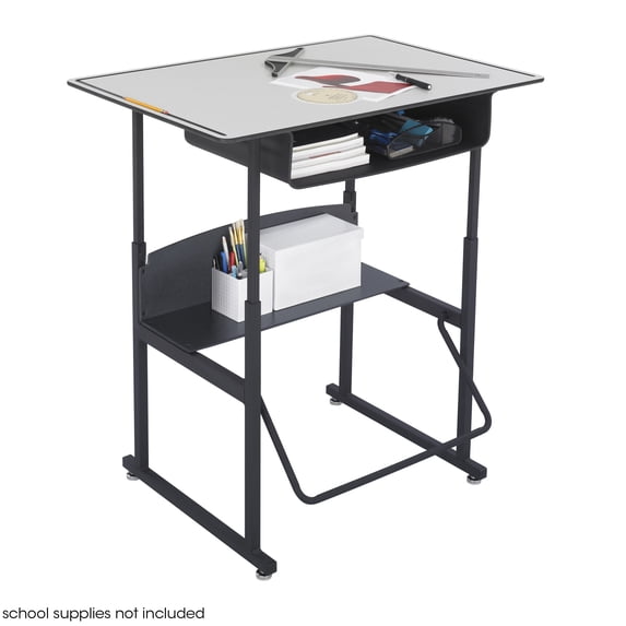 AlphaBetter? Adjustable-Height Stand-Up Desk, 36 x 24" Premium or Dry Erase Top and Swinging Footrest Bar