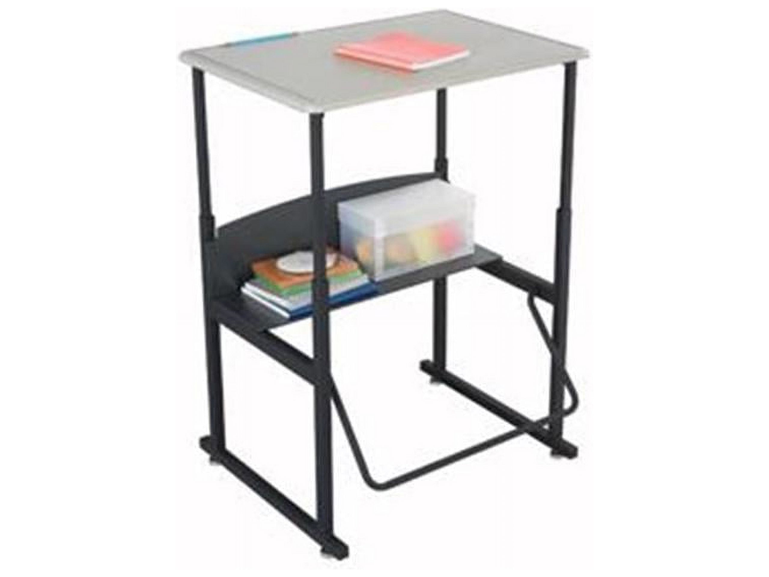 Adjustable Black Steel Writing Desk with Shelf